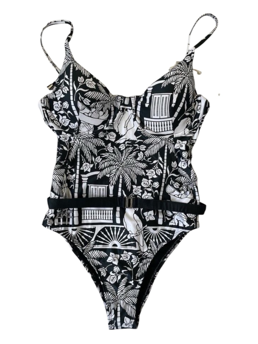 Watercolors by Kenny Flowers The Madeline Swimsuit Black and White Size Large